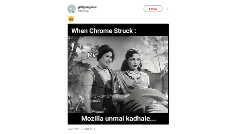 தமிழில் பாடல் மூலம் விமர்சத்தவருக்கு மற்றொரு தமிழ் பாடலில் பதிலளித்த மொஸில்லா